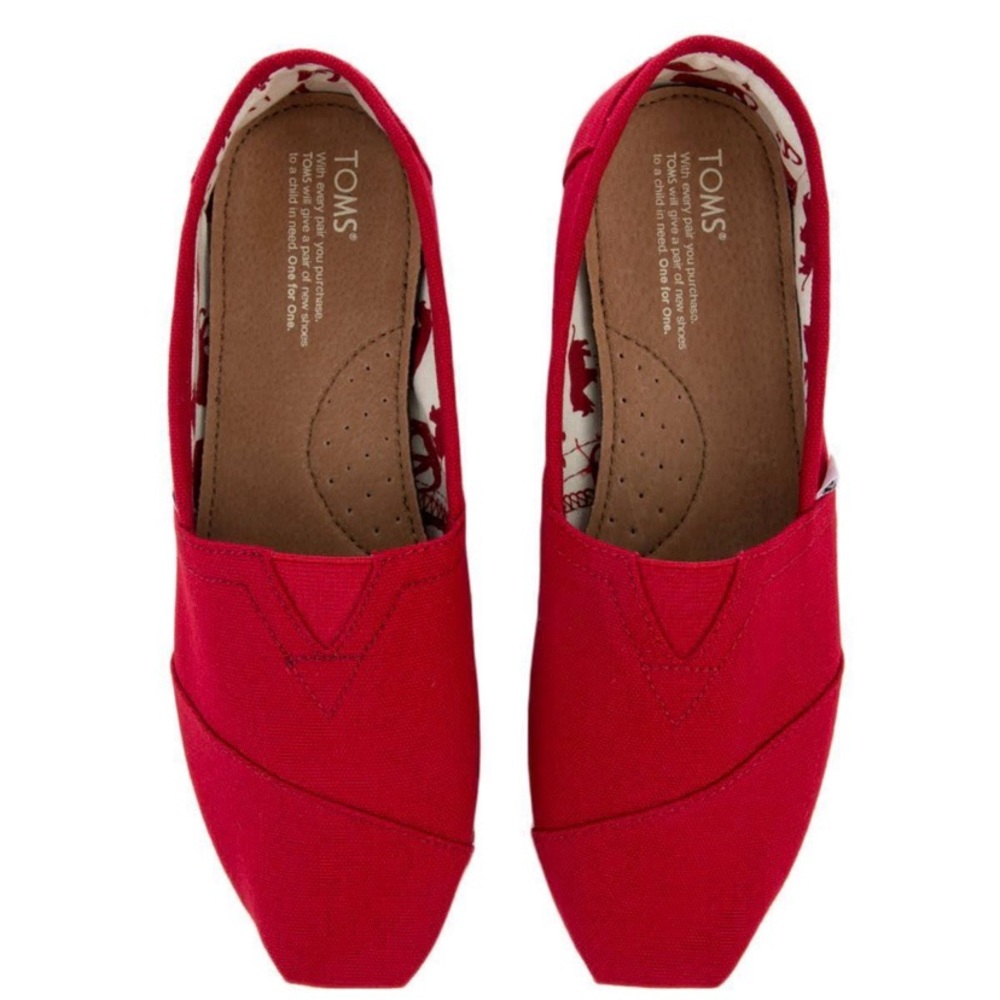 TOMS RED SLIP ONS WITH BAGS